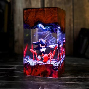 Shadow The Hedgehog Epoxy lamp, game Lamp, cartoon Night light, Sonic Face Diorama gift gaming decor gift for him