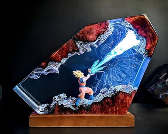 Super anime resin night light, playroom decore for him, unique gift for kids, handmade lamp, father's day gifts, gift for mom
