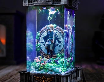 Zelda Link Diorama Epoxy Lamp: Totk Night Light, Gamer Gift
