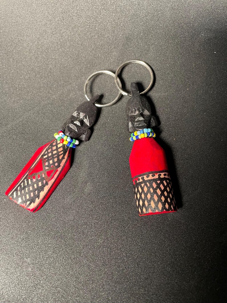 Dangle Chain Keychain African Wood ‘tribal’ Dangle Keychain - Etsy
