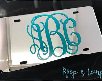 Monogram License Plate - Mirrored Chrome - Mirror Car Tag
