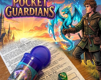 Pocket Guardians Travel RPG – Solo or Group Tabletop Game in a Tube | Creature Companion Adventure | Portable TTRPG Gift | Ages 10+