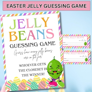 Guess How Many jelly beans, Guess How Many Jelly Beans Are In The Jar, Easter Guessing Games, Easter Games, Printable Easter Jelly  Game