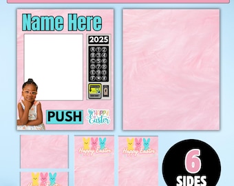 Sjabloon automaat Pasen, ontwerp automaat Pasen, bewerkbare sjabloon automaat, canvasontwerpen, canvassjablonen, 6 zijden