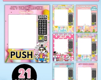 21 ontwerpen voor paasautomaten, sjablonen voor paasautomaten, bewerkbare automaatsjabloon, canvasontwerpen, canvassjablonen