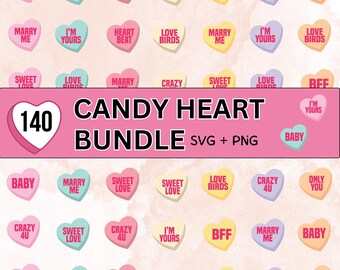 Candy Heart SVG, Valentine Candy Hearts Png, Candy Heart Conversation Clipart - Custom Candy Heart,  Seamless Pattern,  heart candies
