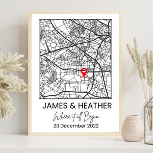 Wenn wir uns trafen, Map Print, Unser erstes Date, Geschenk zum Hochzeitstag, Wo alles begann, Geburtstagsgeschenk Poster