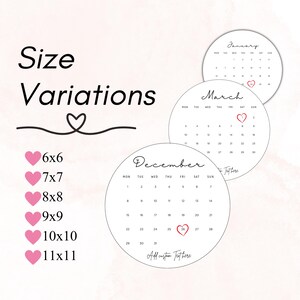 Burn Away Cake Topper Calendar Template, Custom Round Сake Topper, 2025 ...