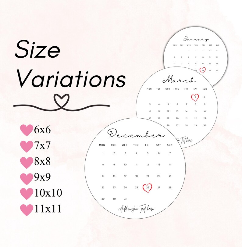 Burn Away Cake Topper Calendar Template, Custom Round Сake Topper, 2025 ...