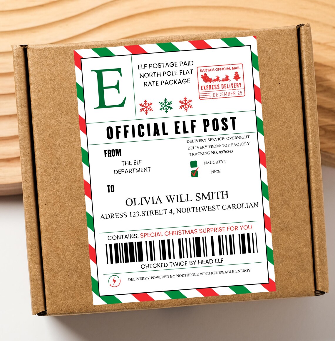 Editable Elf Express Shipping Label | North Pole Printable (digital ...