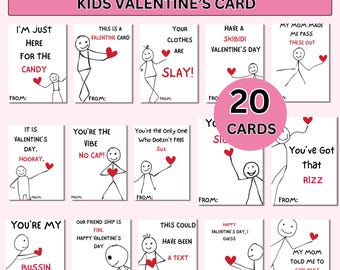 Slang Kids Valentine's Day Cards, Funny Printable Classroom Valentine, Teen Tween School Valentines, Boys Valentines, Funny Valentine Card