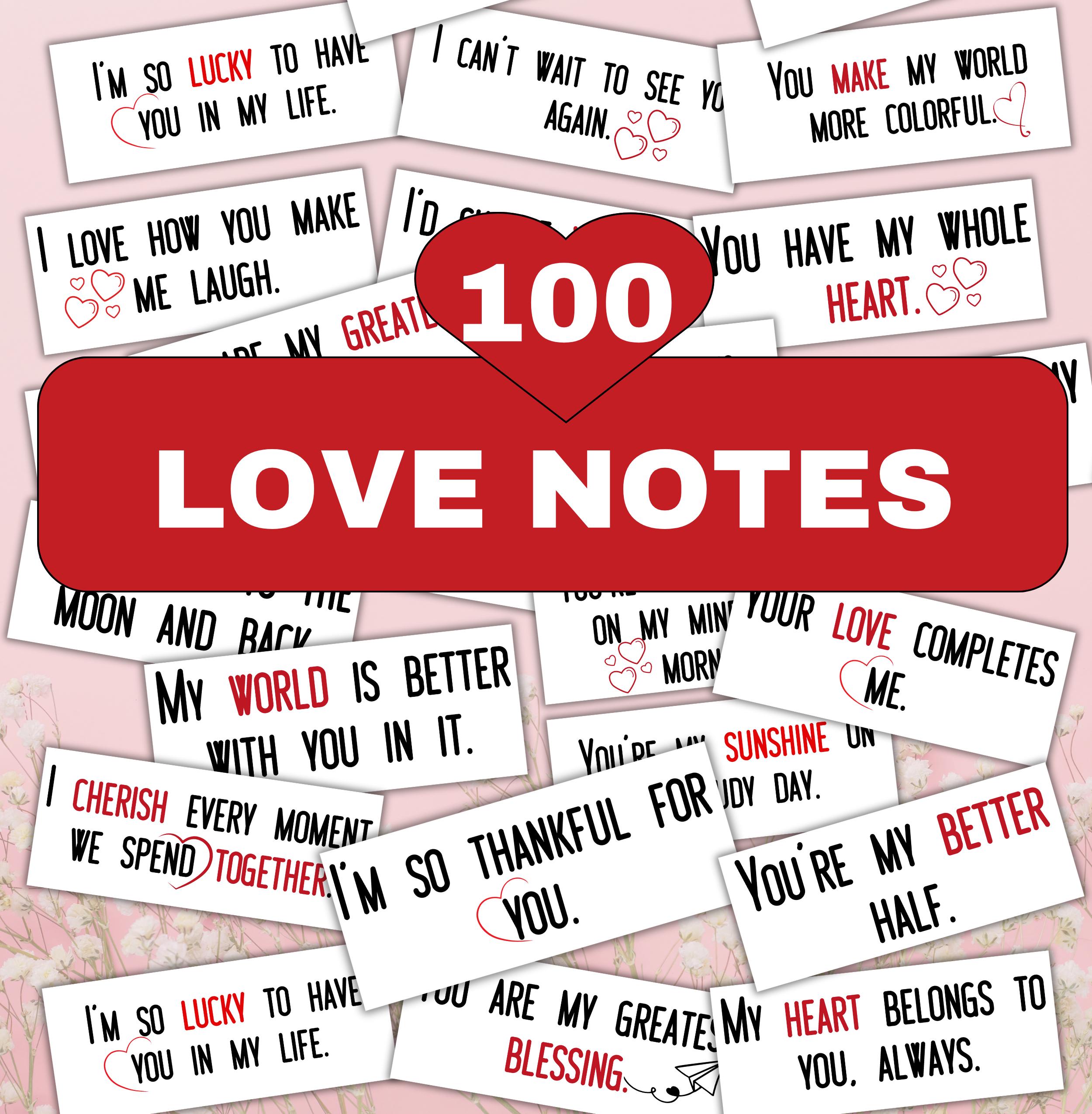 Mini Love Notes for Valentines, Love Notes Cards, Printable Love