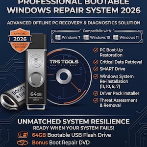 Pro-Grade Bootable Recovery Toolkit (64GB) USB 2026 | Offline PC Recovery & Diagnostics Tool