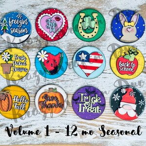 Interchangeable 3” Wood Circle Inserts - 12 month Seasonal Bundle or Individual