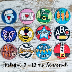 Interchangeable 3” Wood Circle Inserts - 12 month Seasonal Bundle or Individual