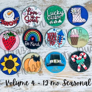 Interchangeable 3” Wood Circle Inserts - 12 month Seasonal Bundle or Individual