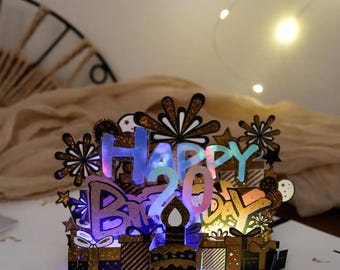3D Pop Up Birthday Card: Blowable Candle, Custom Age