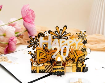 3D Pop Up Birthday Card: Blowable Candle, Custom Age