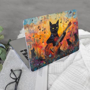 Black Cat MacBook-hoes Cartoon Cat laptopskin, hoes voor MacBook Pro 16, 15, Air 13 14, cadeau voor MAC-eigenaar
