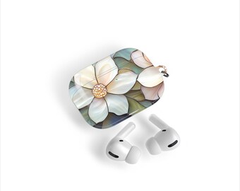 Estuche para AirPod con efecto de vidrio y flores de colores, compatible con estuche para AirPod Pro, estuche para Samsung Buds, estuche para Google Pixel Buds, AirPods personalizados