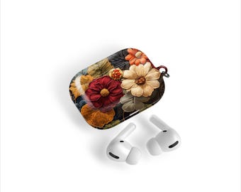 Funda para AirPod con diseño bordado Wildflower, compatible con funda para AirPod Pro, funda para Samsung Buds, funda para Google Pixel Buds, AirPods personalizados
