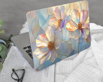 Funda para MacBook con efecto de vidrio y flores de vidrio de colores, funda para MacBook Pro 16 15, Air 13 14, regalo para propietarios de MAC