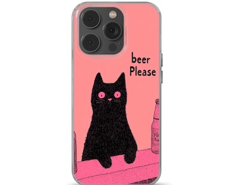 Funda de teléfono con diseño de gato negro para iPhone 16e, 14, 13, 12, 11, SE, Samsung S25, A15, S21, S23 Ultra, Google Pixel 8, 9 Pro