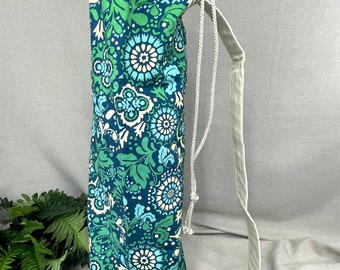 Yoga Mat Bag Teal Floral