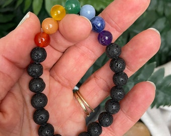 Chakra Mala Bracelet / Wrist Mala / Lava Rocks