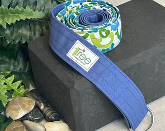 Floral Blue Yoga Strap