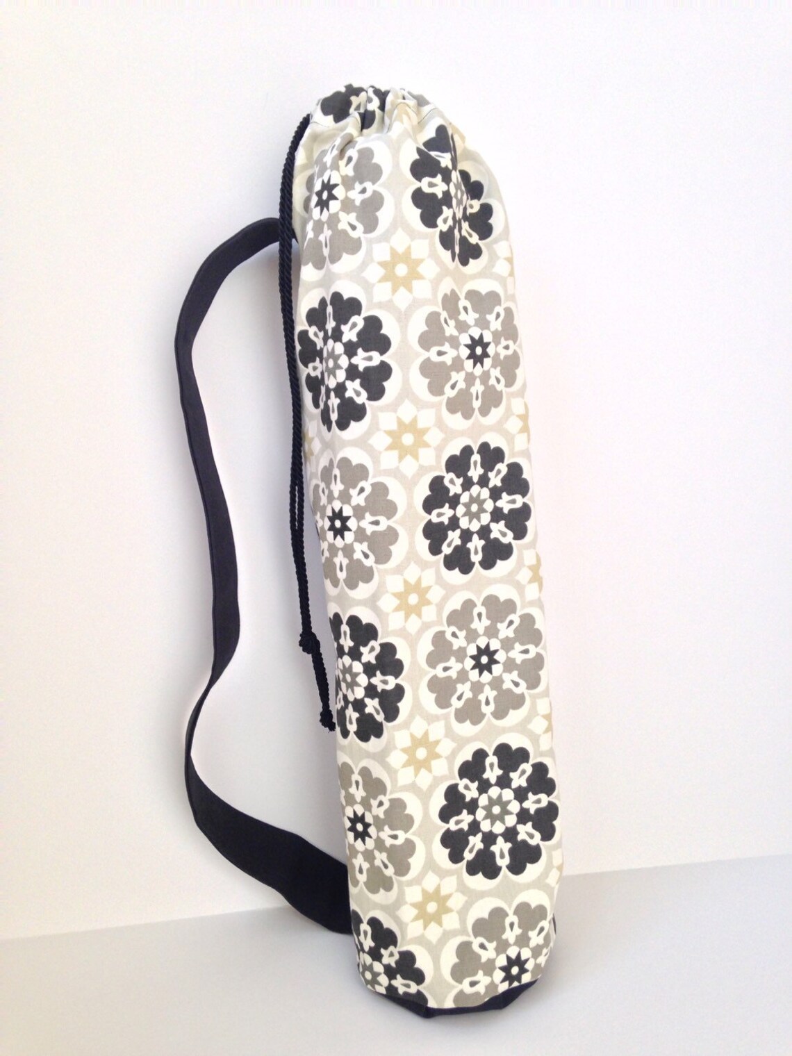 Gray Flower Yoga Mat Bag Etsy