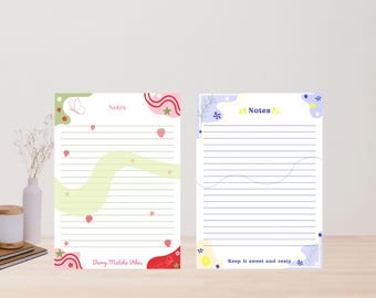 Summer Berry Matcha or Blueberry Lemonade Notepad, Tear-Off Pages, Cute Stationery for Notes, Lists, Journaling, High-Quality Paper