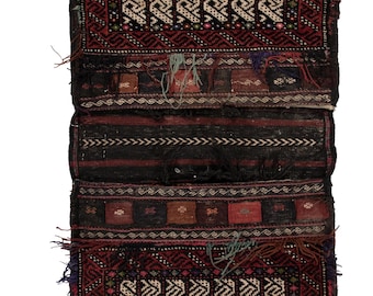 Antique Saddle Bag Tribal Textile with Rich Geometric Patterns - Rug & Kilim