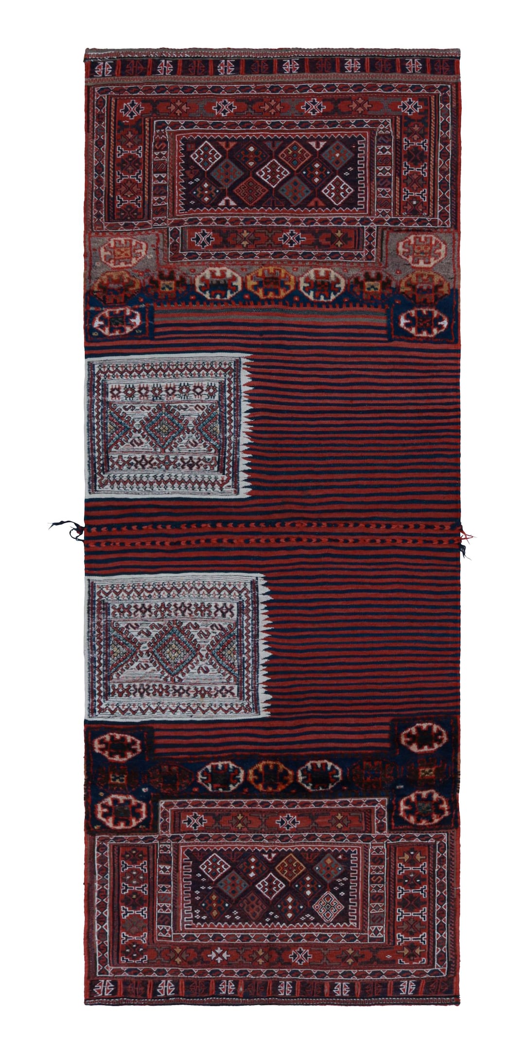 Vintage Afghan Tribal Kilim in Red, With Geometric Patterns, From