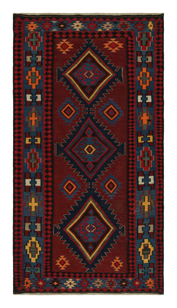 Rug & Kilimのヴィンテージ トライバル キリム ラグ（赤、多色模様