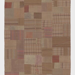 Vintage Anatolian Patchwork Rug in Brown and Colorful Design - Rug & Kilim