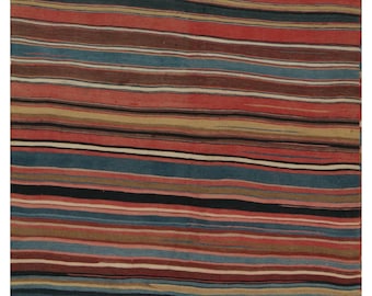 Vintage Turkish Kilim rug in Polychromatic Stripes