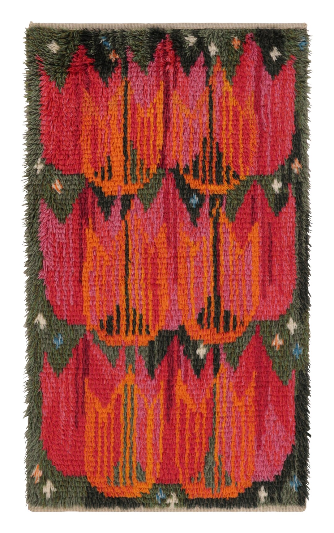 Large Red Rya Rugs Vintage Swedish Rya Rug With Fiery Red Scandinavian Floral Motifs - Rug ...