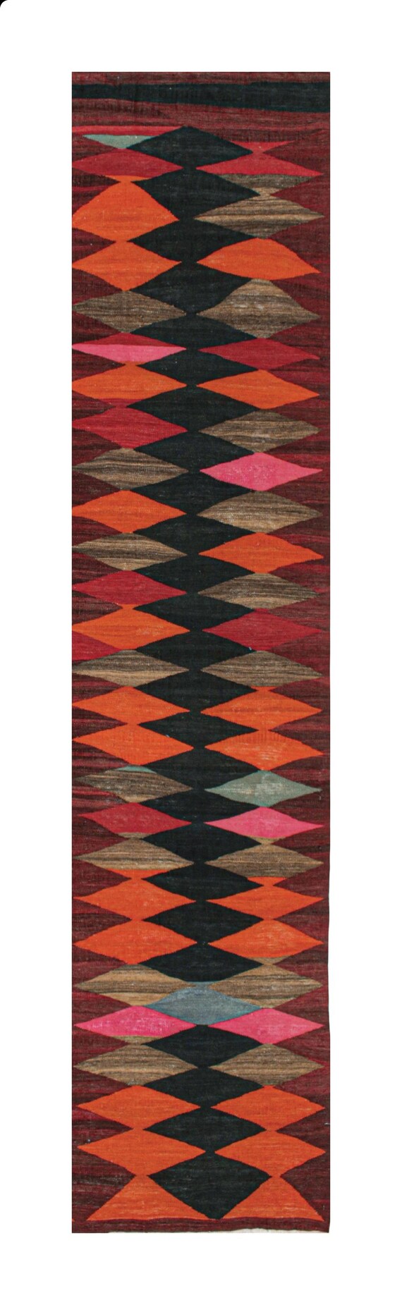 Rug & Kilimの多色ダイヤモンド模様のヴィンテージ トライバルキリム
