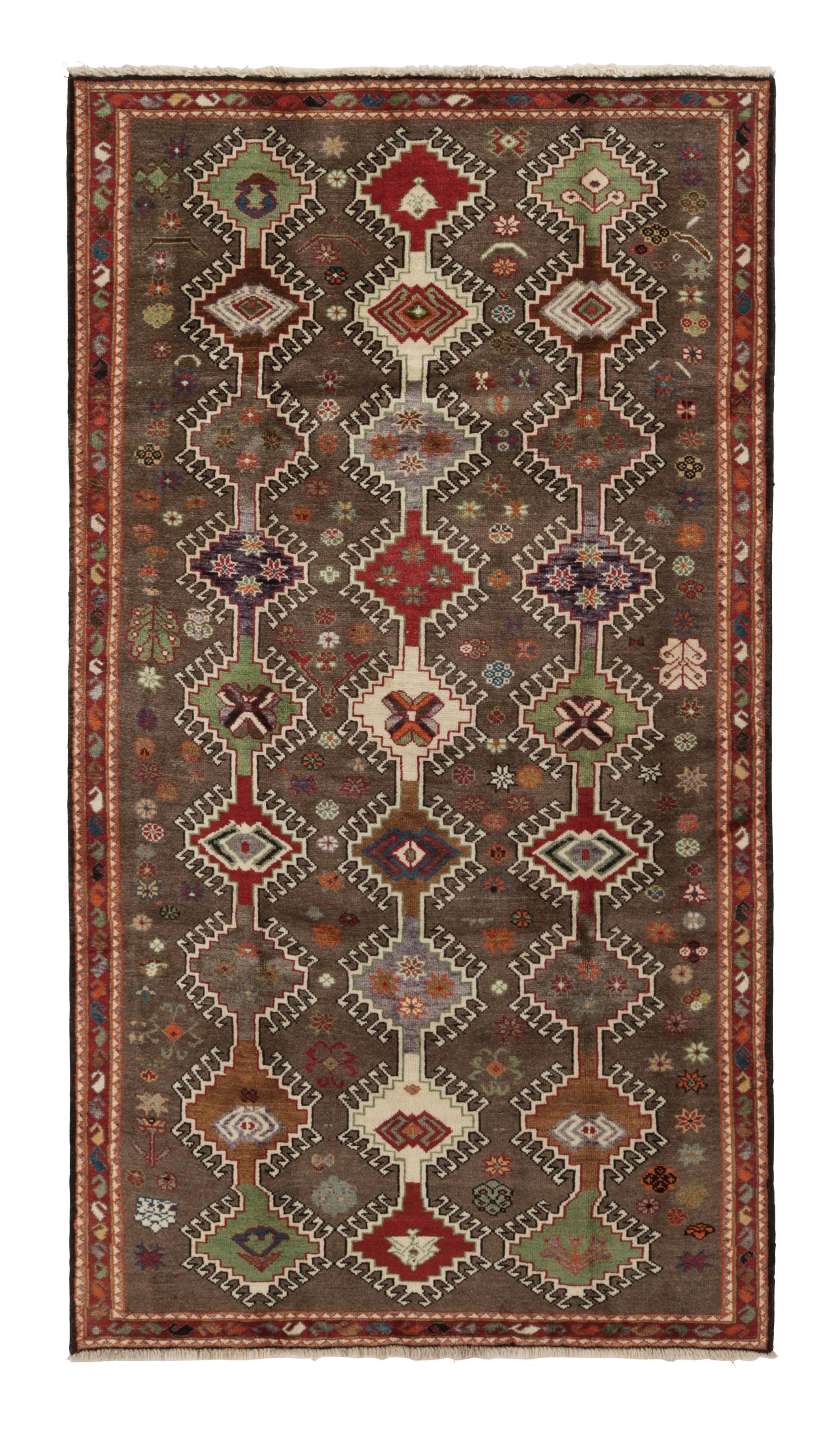 カラフルな幾何学模様のヴィンテージランナーラグ - ラグ＆キリム