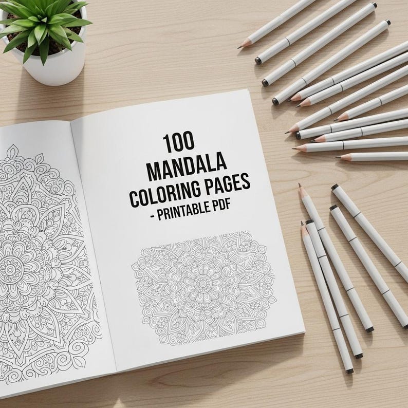 100 Mandala Coloring Pages | Adult Relaxation, Stress Relief (PDF) - Etsy