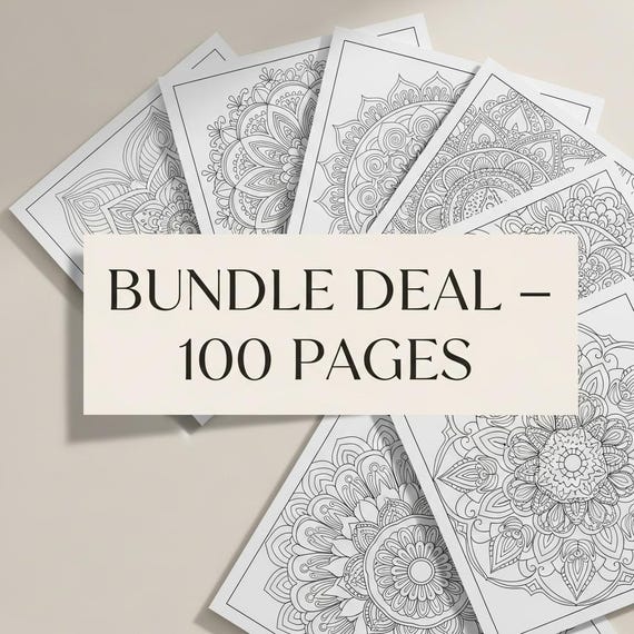 100 Mandala Coloring Pages | Adult Relaxation, Stress Relief (PDF)