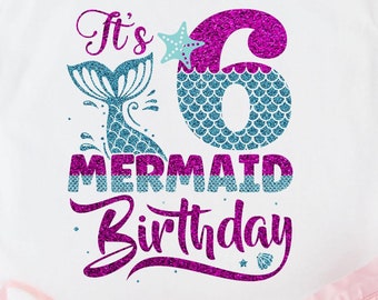 Six Years old Birthday Mermaid SVG, It’s my 6th Birthday Girl Party Svg, 6th Birthday Mermaid Svg, Mermaid Tail Svg, Cutting Svg Png