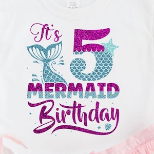 5th Mermaid Birthday SVG, 5 Years Old Birthday Mermaid SVG, Mermaid Tail Svg, Fifth Mermaid Birthday Girl Svg, PNG Cutting Silhouette File