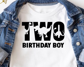 Kids Dinosaur Birthday Party Shirt Svg, Second Dinosaur Birthday Boy Svg, T-Rex Shirt Svg, Two Birthday Saurus Shirt, Png,Cricut, Silhouette