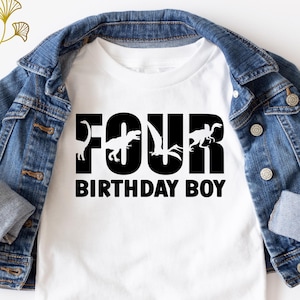 Kids Dinosaur Birthday Party Shirt Svg, Fourth Dinosaur Birthday Boy Svg, T-Rex Shirt Svg, Four Birthday Saurus Shirt, Png,Cricut,silhouette