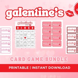 Lot de jeux de cartes imprimables Galentines | Jeux de nuit amusants pour filles | Osez le rouge à lèvres Bingo | Cartes de compliments | Très probablement | Téléchargement instantané
