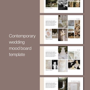 Contemporary wedding design and styling mood board template, editable Canva mood board template