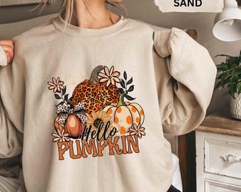 Hello Pumpkin Tshirt Hoodie Sweatshirt, Fall Autumn Apparel, Cute Thanksgiving Outfit, Pumpkin Spice Season Tee, Halloween Fall Clothes