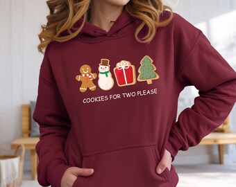 Cookies For Two Hoodie, Cute Holiday Sweatshirt, Festive T-Shirt, Christmas Baking Theme Matching Couple Outfit, Cozy Cookie Lovers Shirt